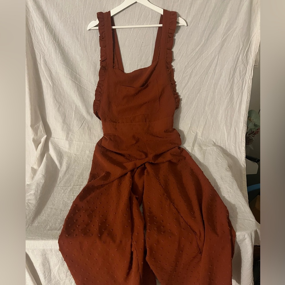 Rust Orange Ruffled Romper
